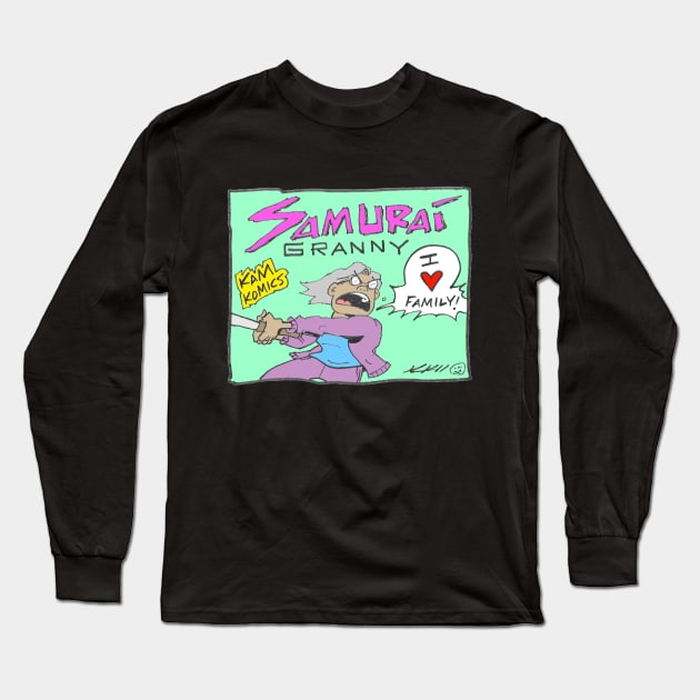 Kam Komics_SamuraiGranny_tshirt Long Sleeve T-Shirt by Kam Komics 